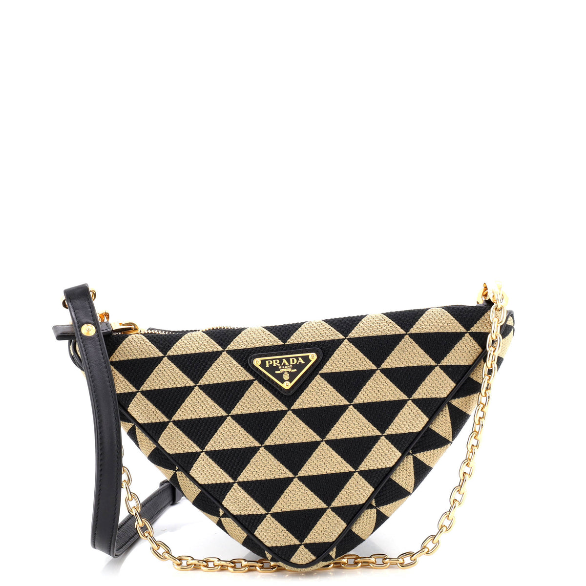 Prada PRADA Symbole Triangle Bag Leather and Jacquard Mini