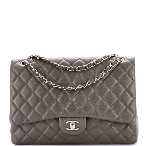 CHANEL Classic Single Flap Bag Quilted Caviar Maxi