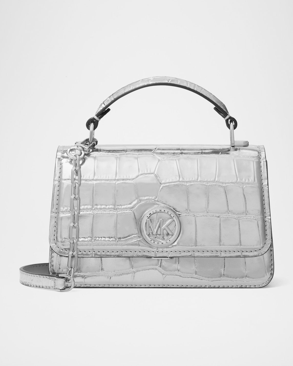 Boss Delancey Metallic Croc-Embossed Leather Crossbody Bag