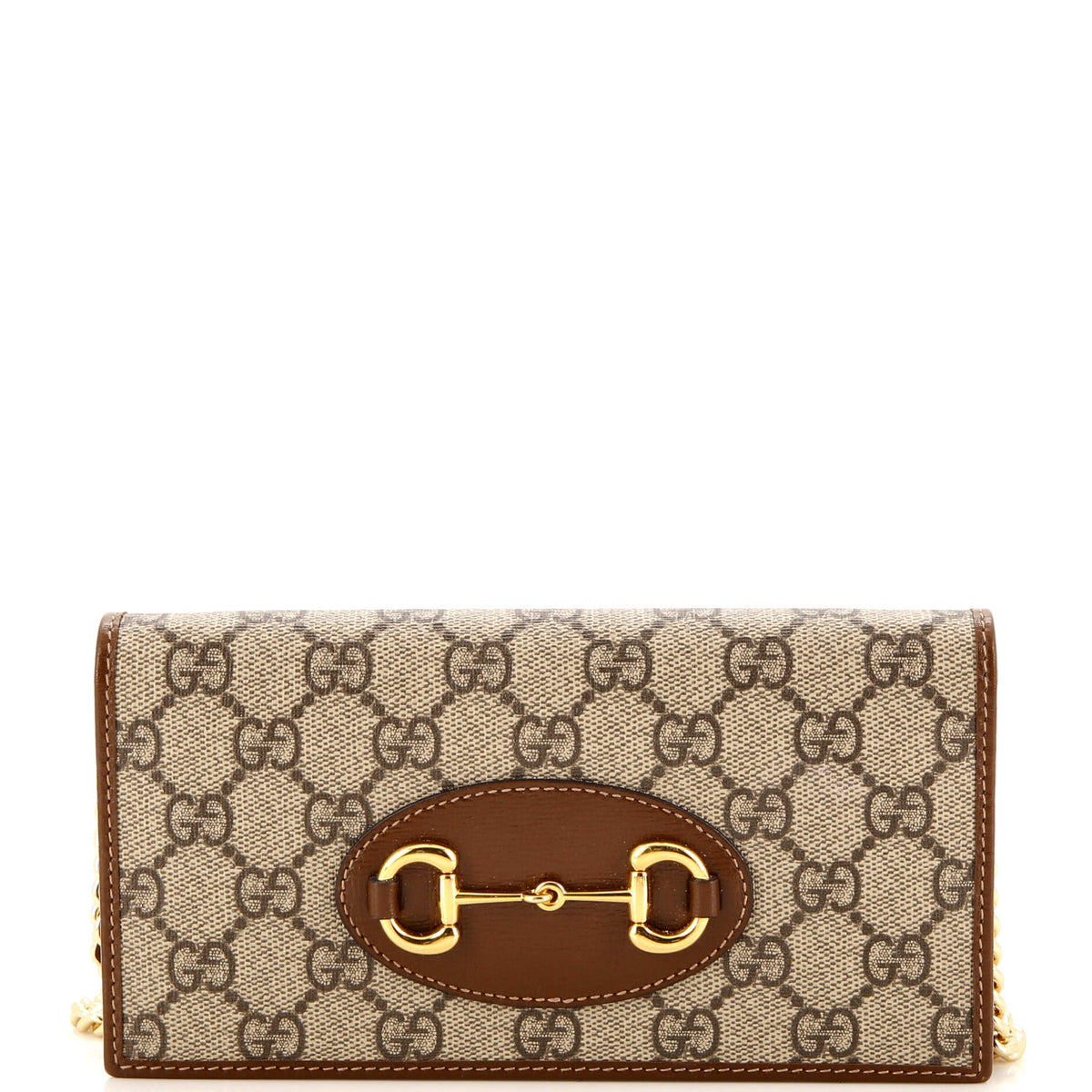Gucci GUCCI Horsebit 1955 Chain Wallet GG Coated Canvas