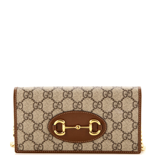 GUCCI Horsebit 1955 Chain Wallet GG Coated Canvas