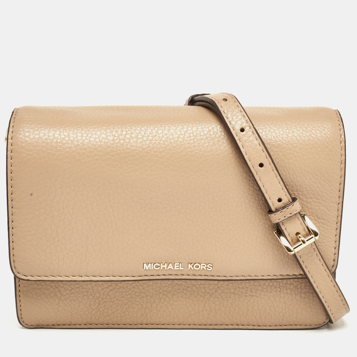 Michael Kors Beige Leather Daniela Crossbody Bag