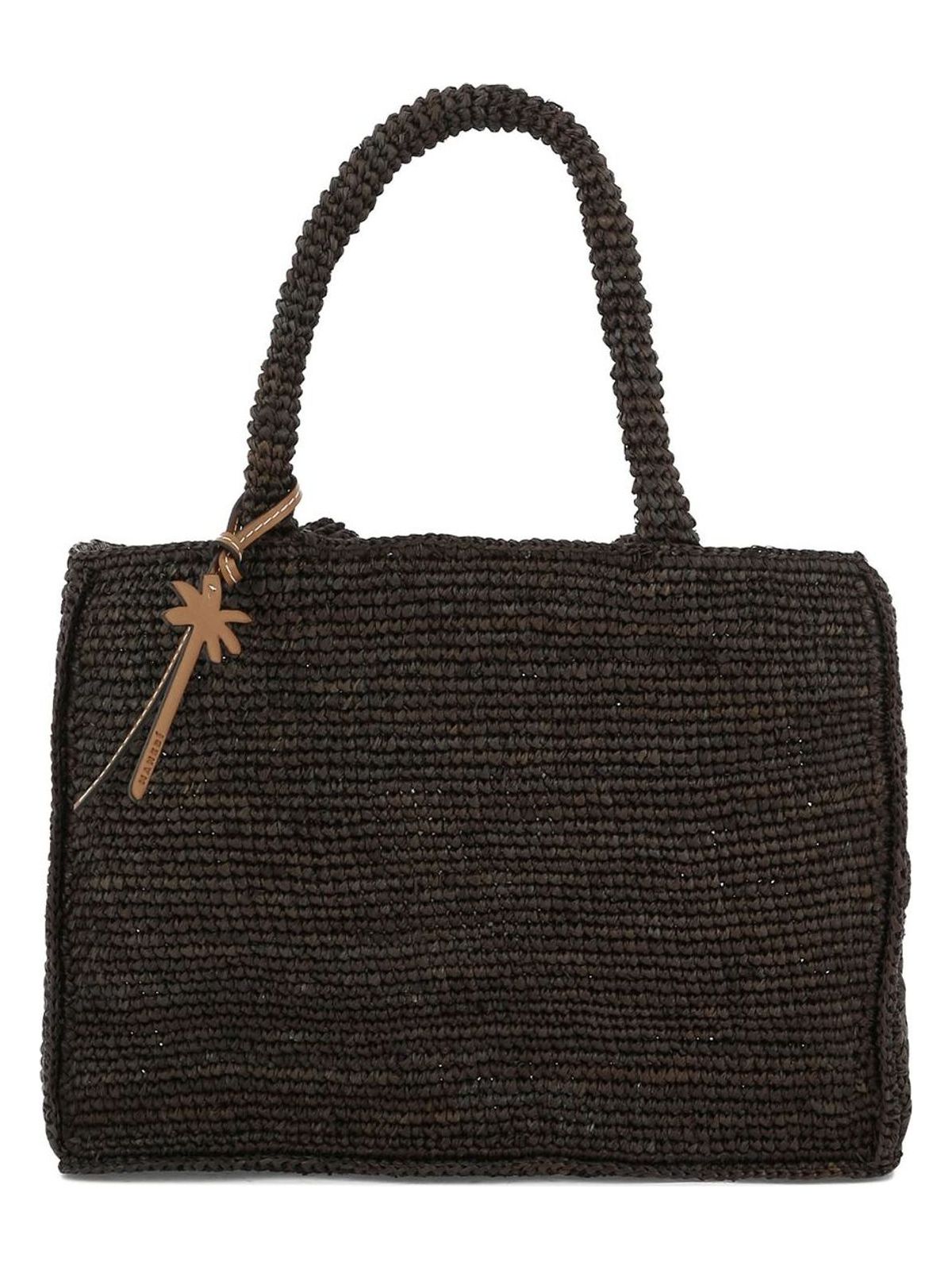 Manebi Women's Sunset Small Bag in Brown | V Color 7.4 Color AANATURAL Color RAFFIA Color CHOCOLATE