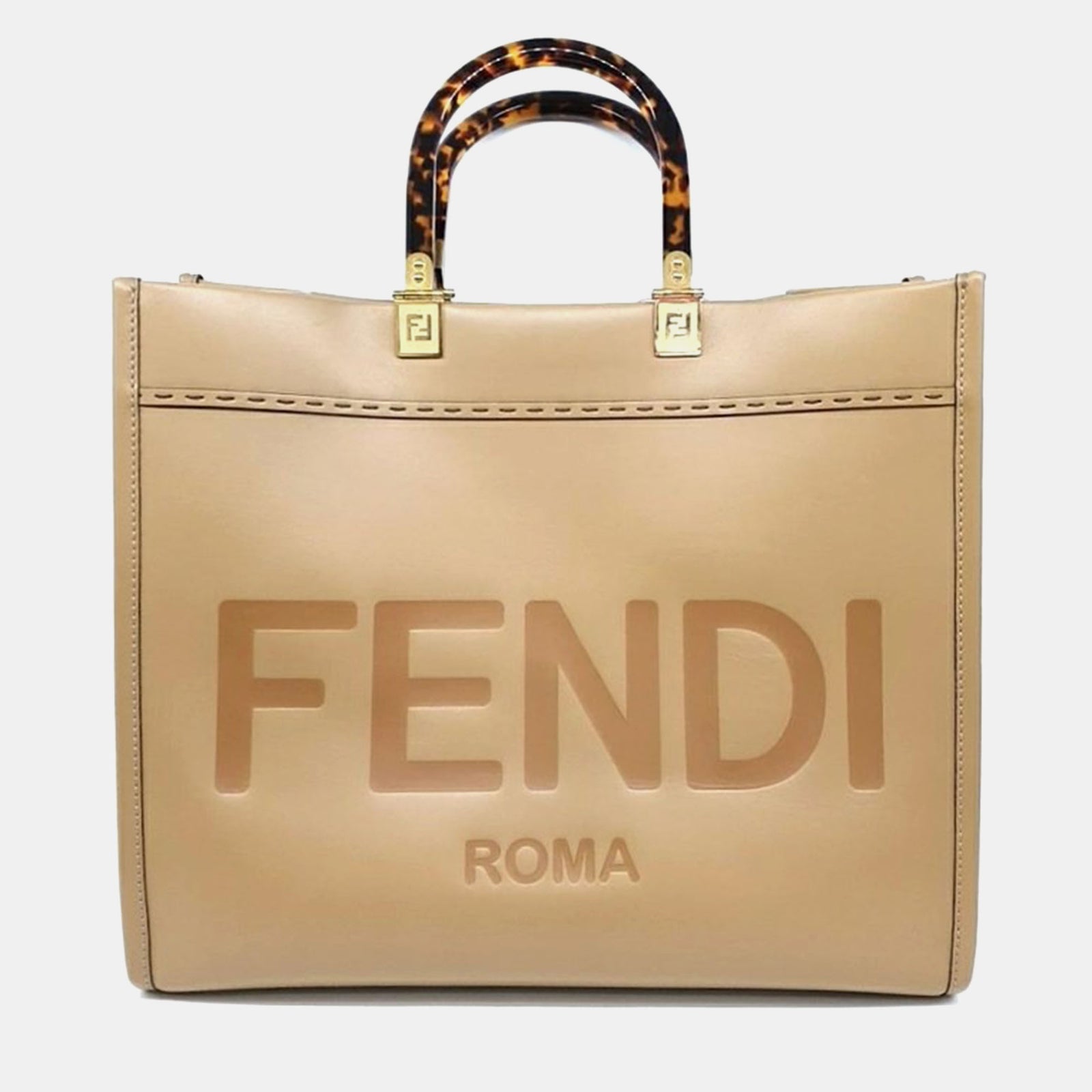 Fendi Beige Leather Medium Sunshine Tote Bag