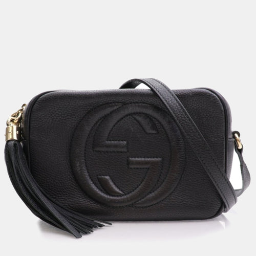 Black Leather Soho Disco Shoulder Bag