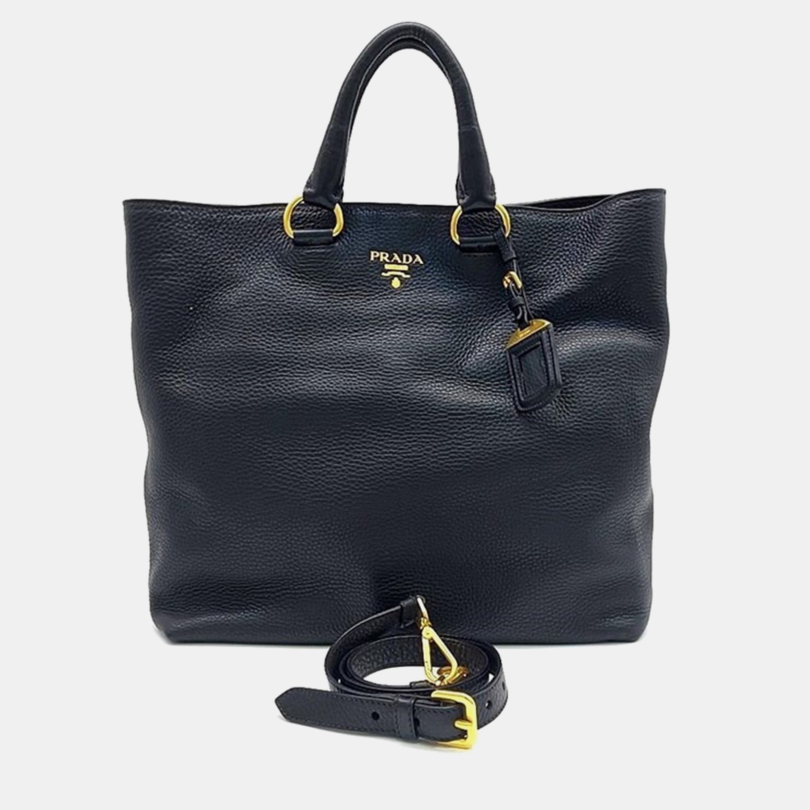 Prada Black Leather Vitello Diano Tote Bag