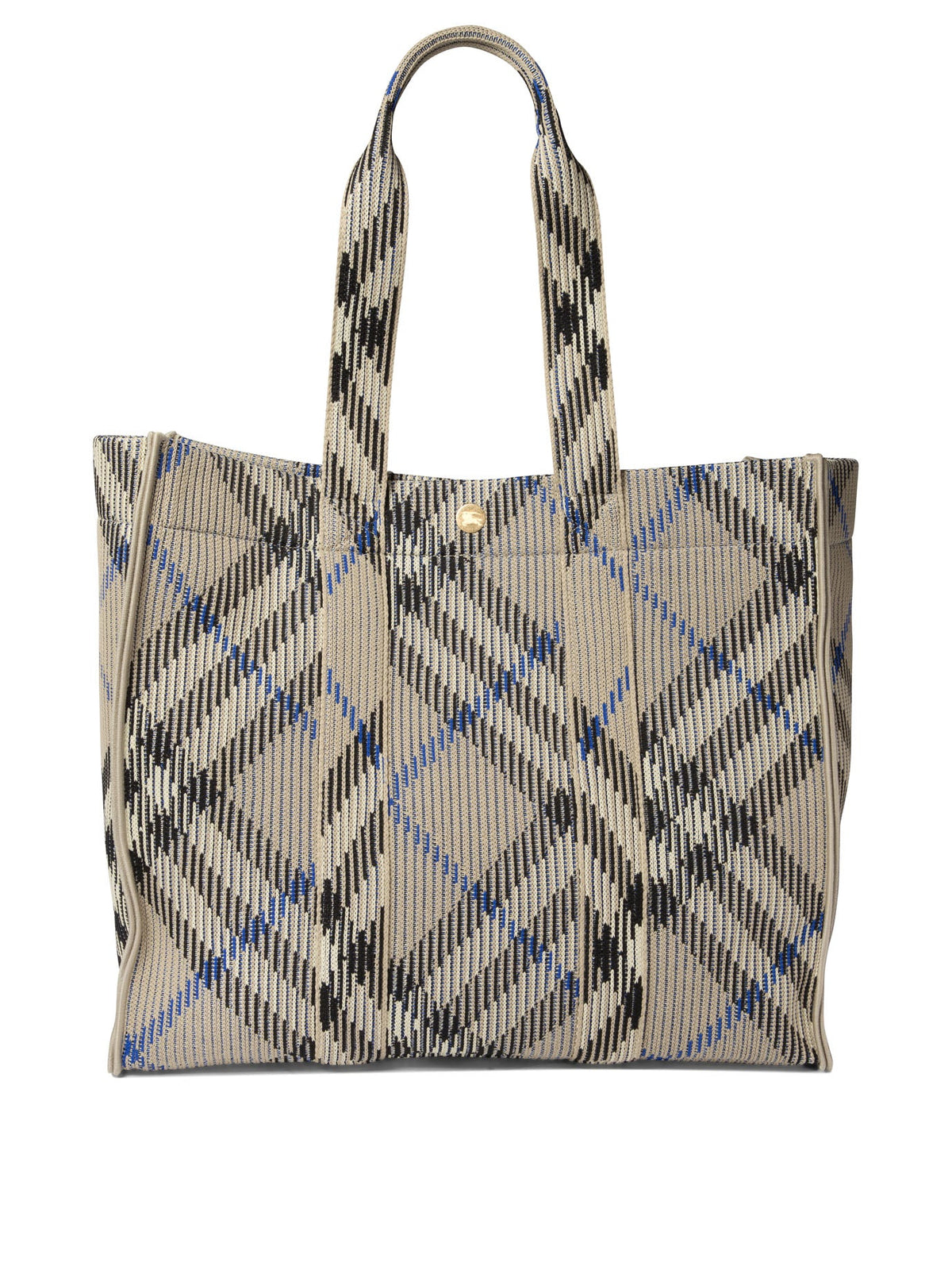 Burberry Women's Medium Check Knitted Tote in Grey | 8090405