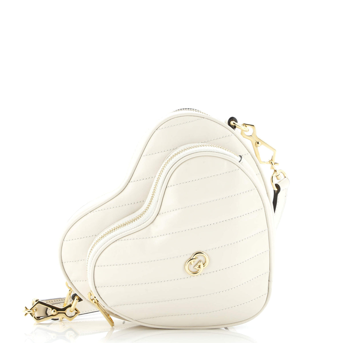 Gucci GUCCI Interlocking G Heart Shoulder Bag Diagonal Quilted Leather Mini