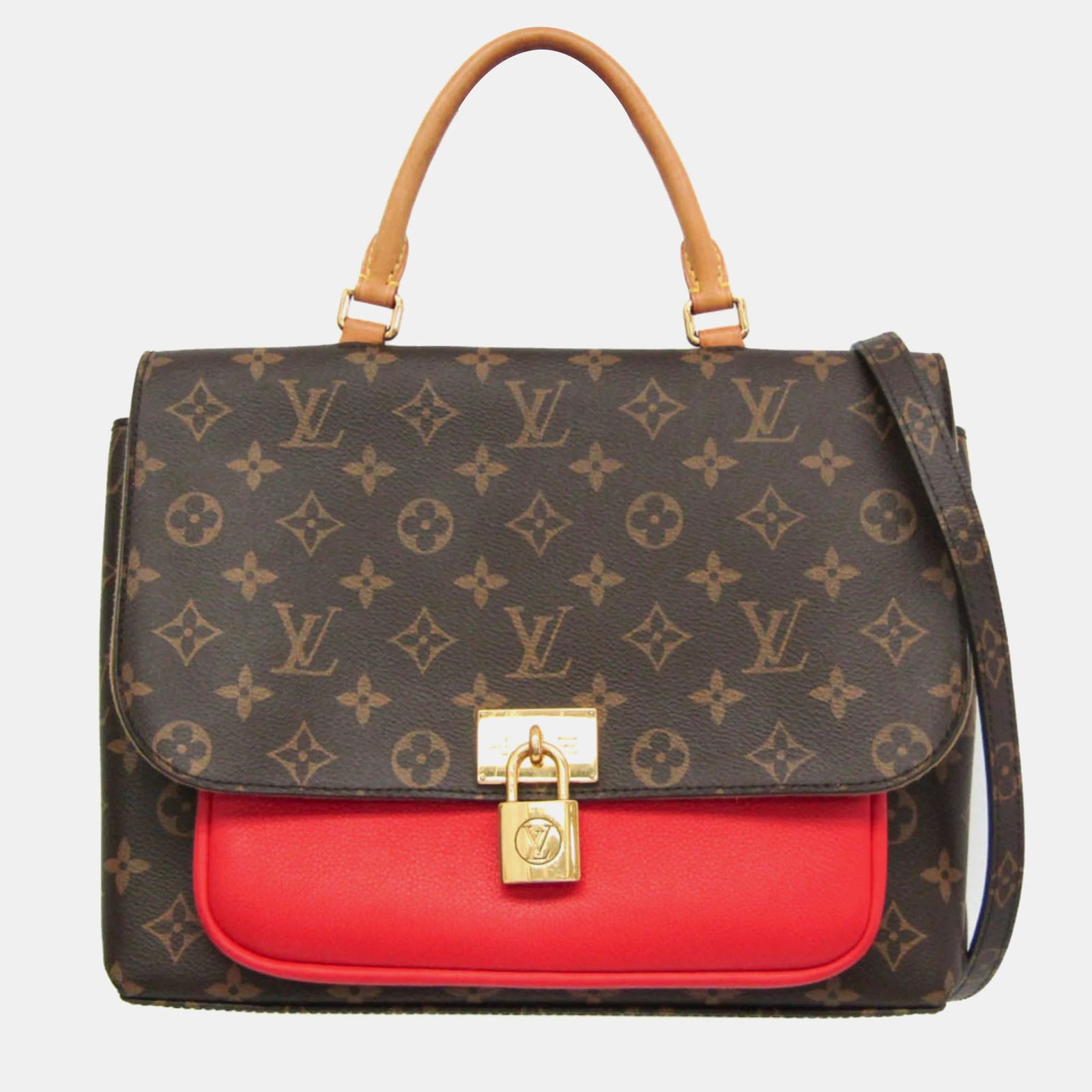 Louis Vuitton Braun/rote Marignan-Umhängetasche mit Monogramm