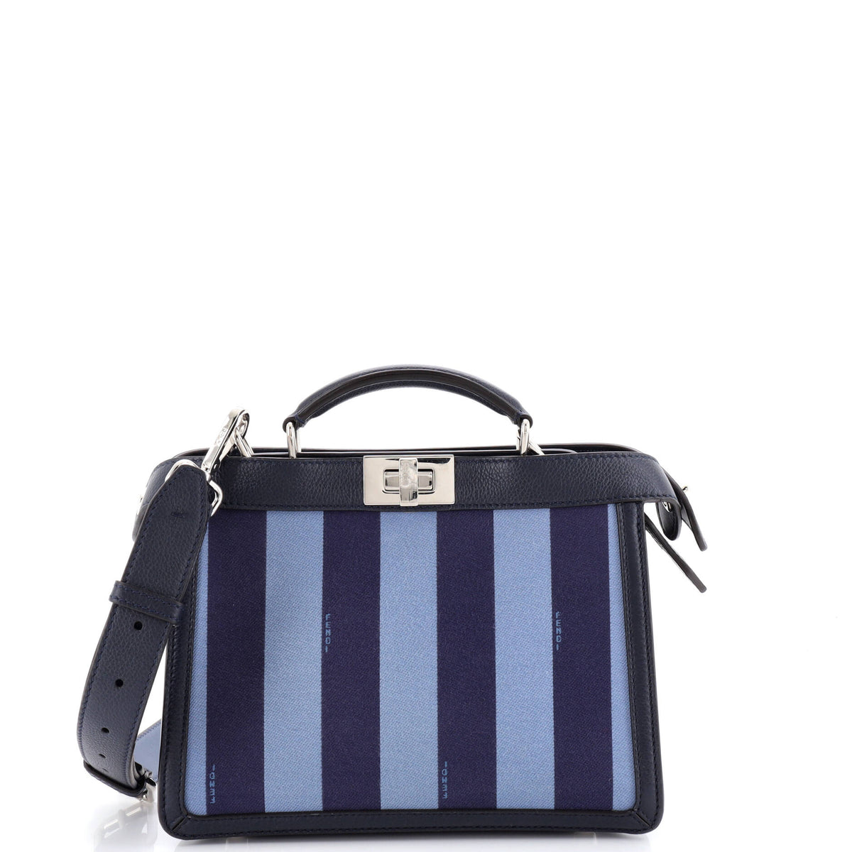 Fendi FENDI Peekaboo ISeeU Briefcase Pequin Canvas with Leather Mini