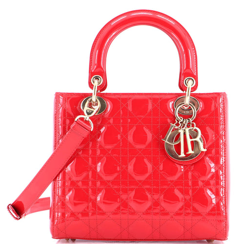Lady Dior Bag Cannage Quilt Patent Medium