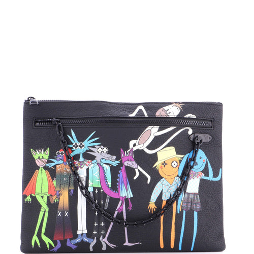 LV Friends A4 Pouch Printed Monogram Taurillon Leather