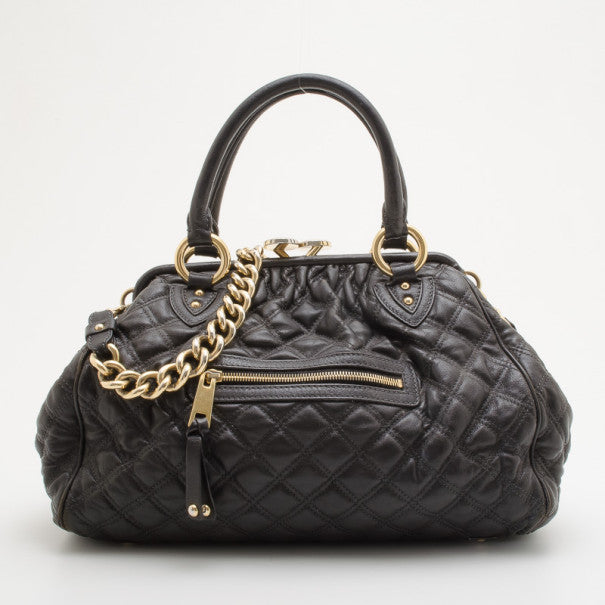 Marc Jacobs Black Quilted Leather Stam Satchel