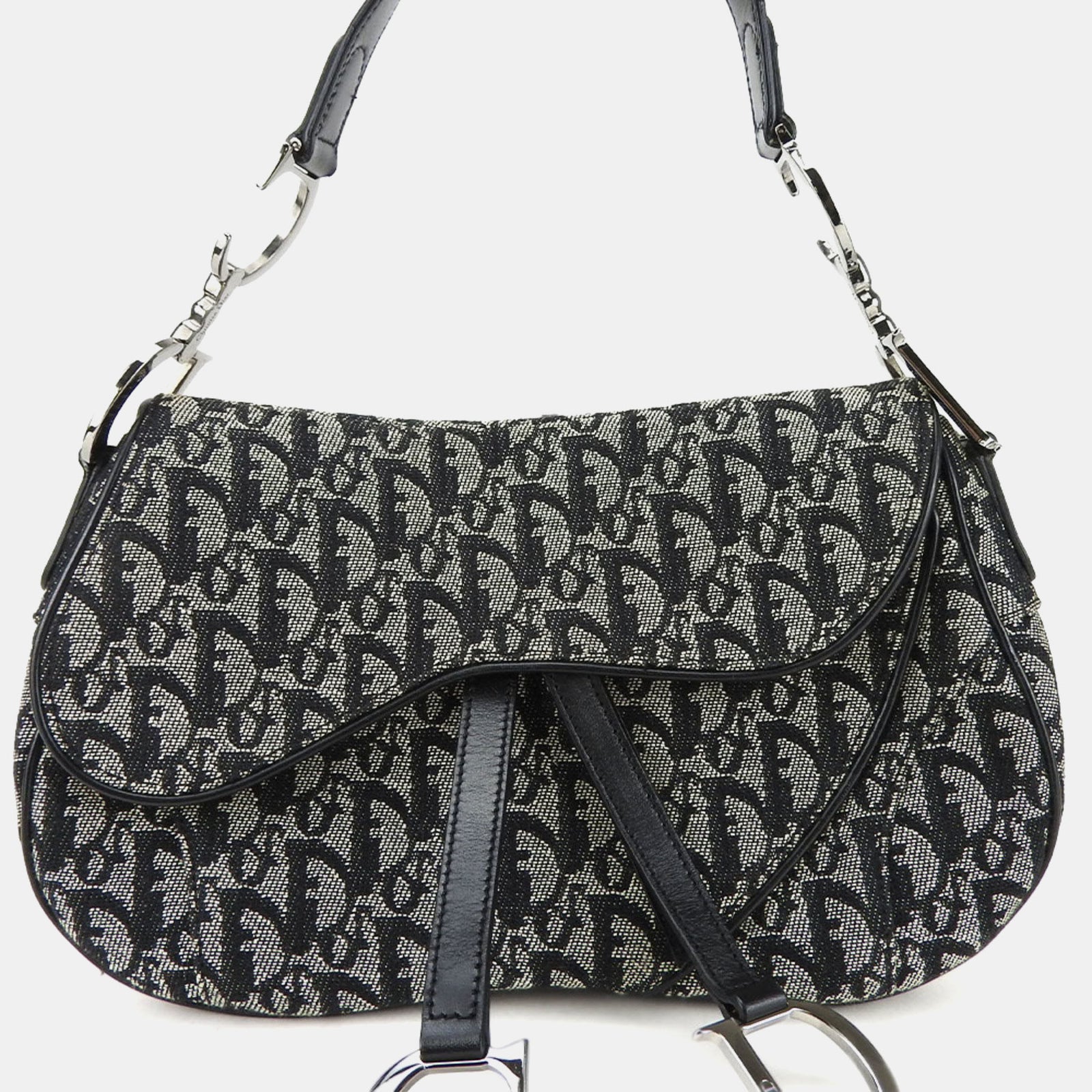 Dior Grey Fabric, Canvas, Leather  Double Saddle Shoulder Bag