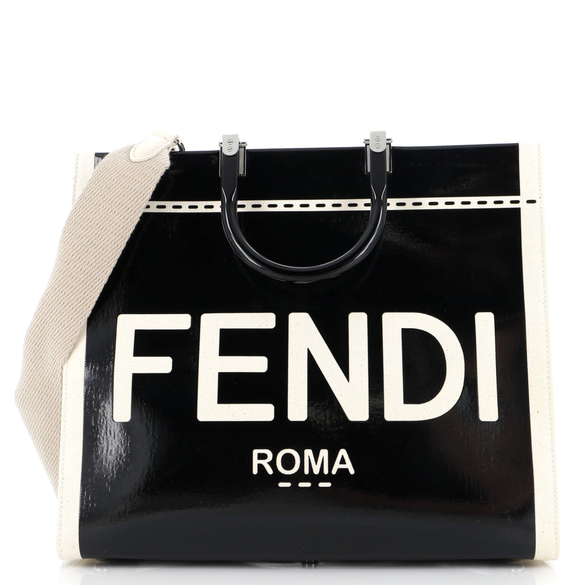 Fendi FENDI Sunshine Shopper Tote Patent with Canvas Medium