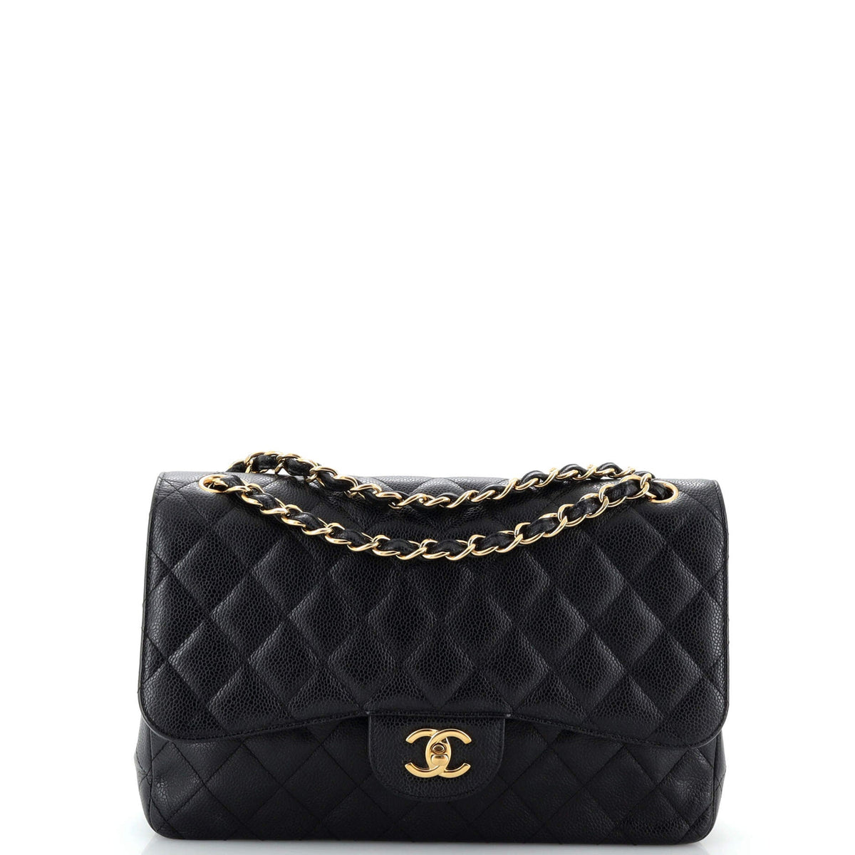 Chanel CHANEL Classic Double Flap Bag Quilted Caviar Jumbo