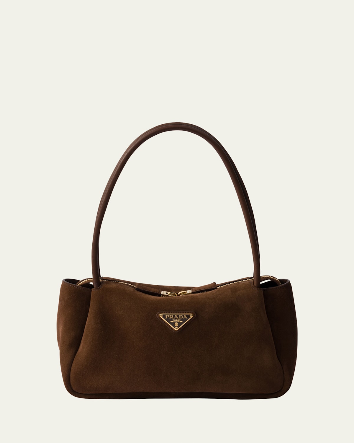 Prada Zip Suede Shoulder Bag