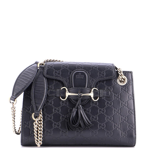 GUCCI Emily Chain Flap Shoulder Bag Guccissima Leather Small