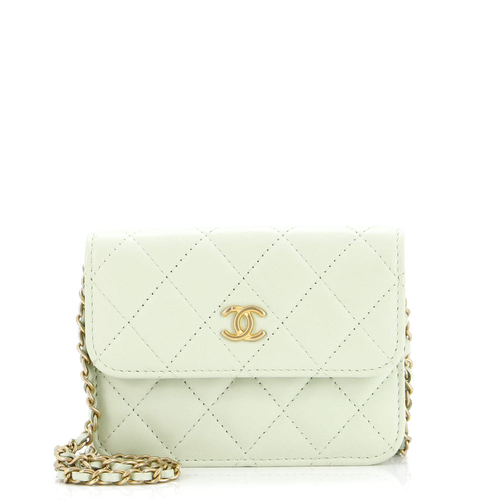 CHANEL Pearl Crush Flap Clutch with Chain Quilted Lambskin Mini