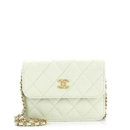 CHANEL Pearl Crush Flap Clutch with Chain Quilted Lambskin Mini