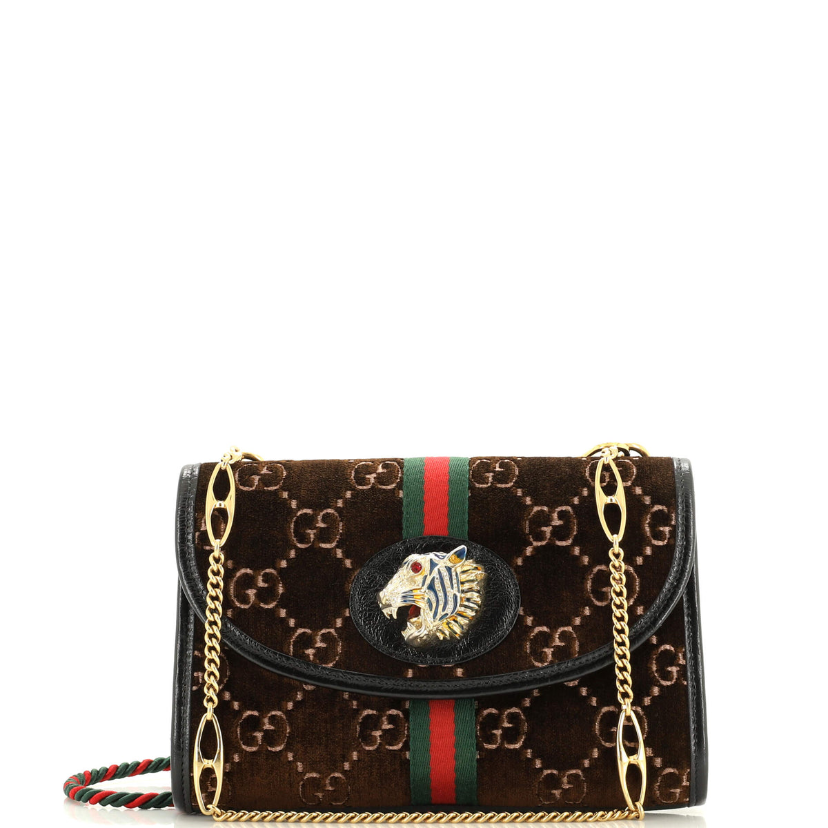 Gucci GUCCI Rajah Web Chain Shoulder Bag GG Velvet Small