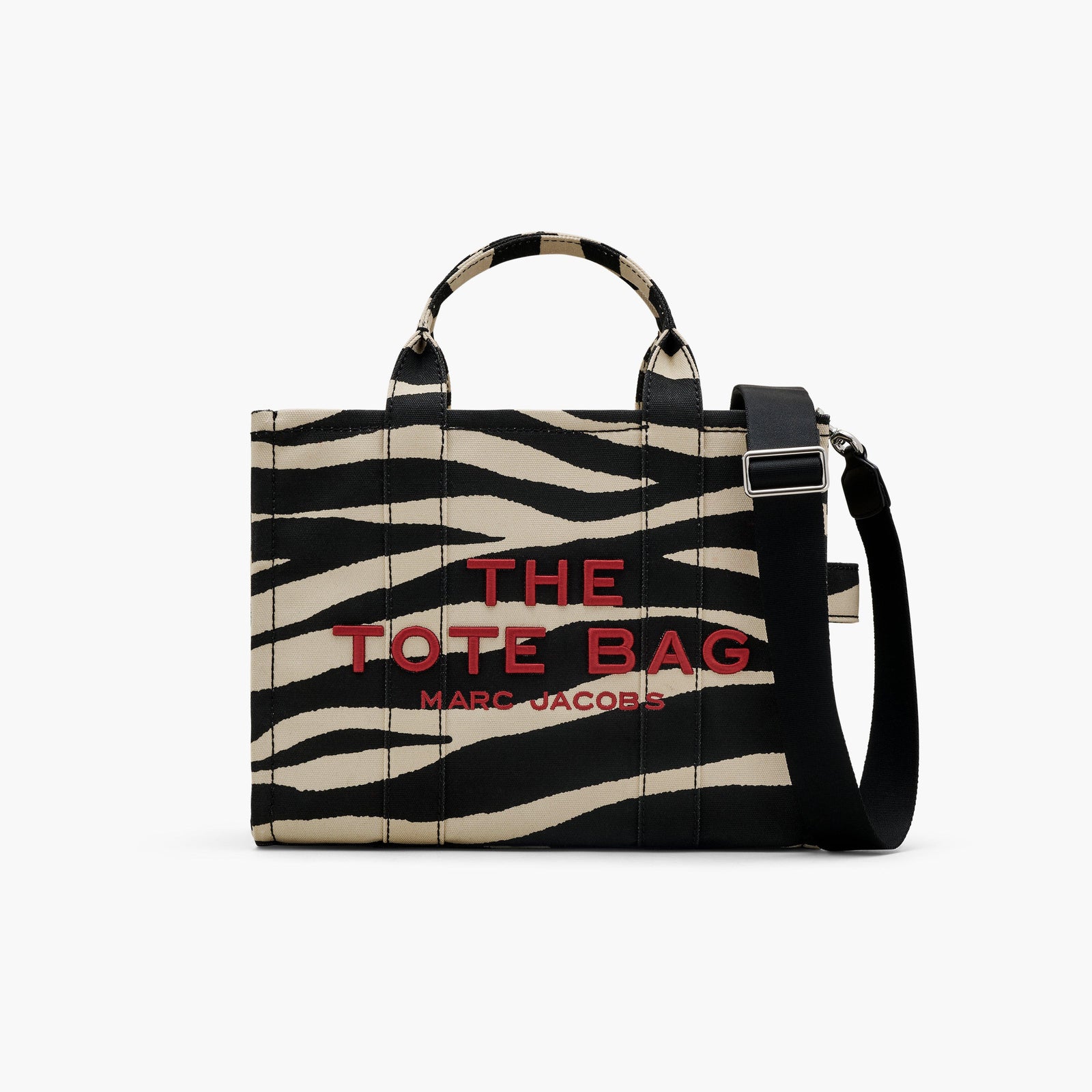 Marc Jacobs Le sac fourre-tout moyen en toile zébrée en noir/blanc