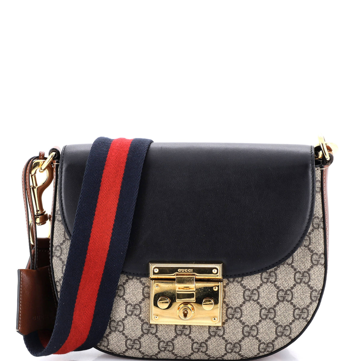 Gucci GUCCI Padlock Saddle Shoulder Bag GG Coated Canvas and Leather Medium
