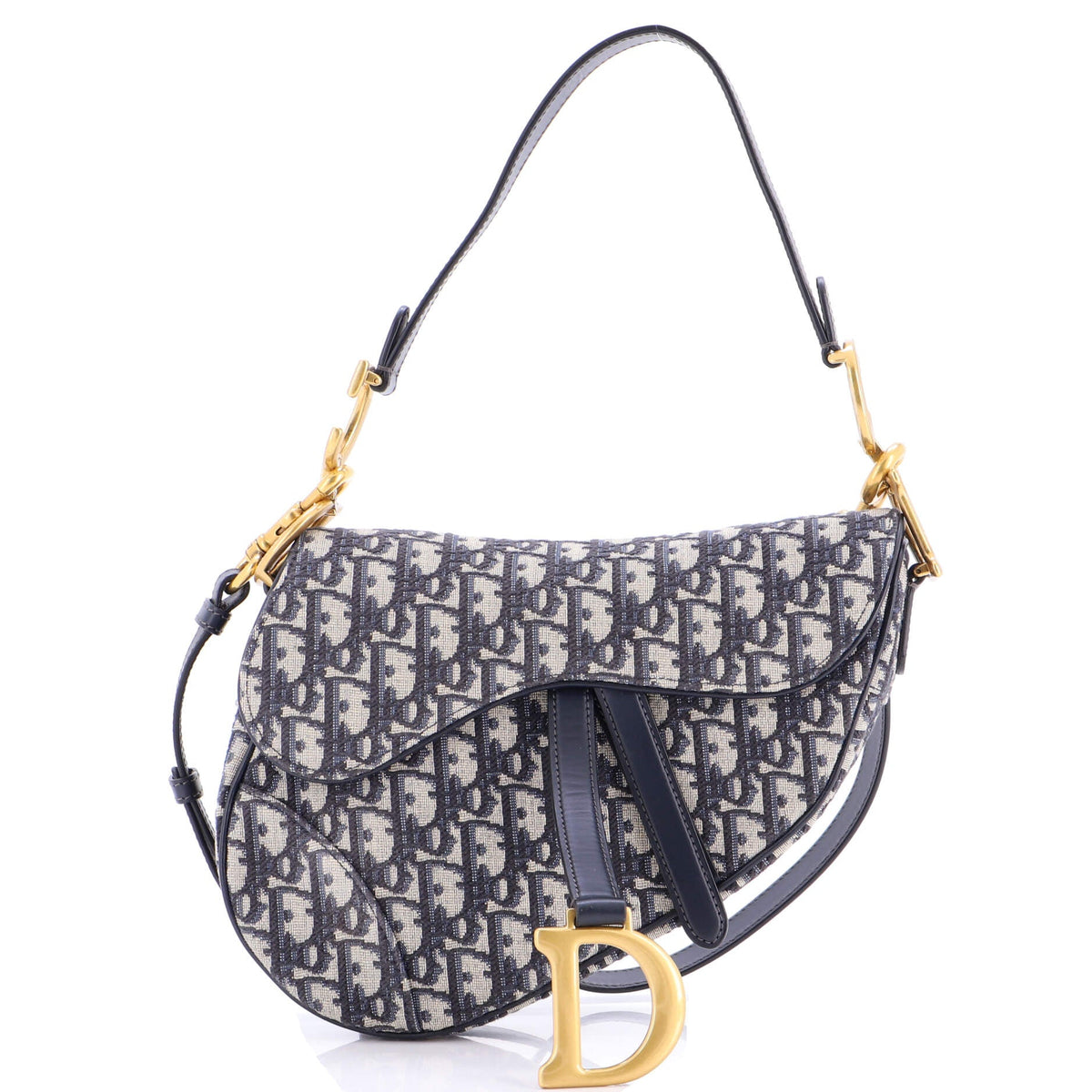 Christian Dior Saddle Handbag with Strap Oblique Canvas Medium