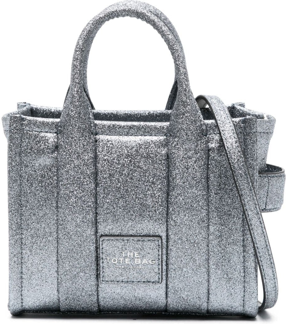 Marc Jacobs Women's Mini Glitter Tote Bag in Silver | Size UNI | 2R3HCR082H02