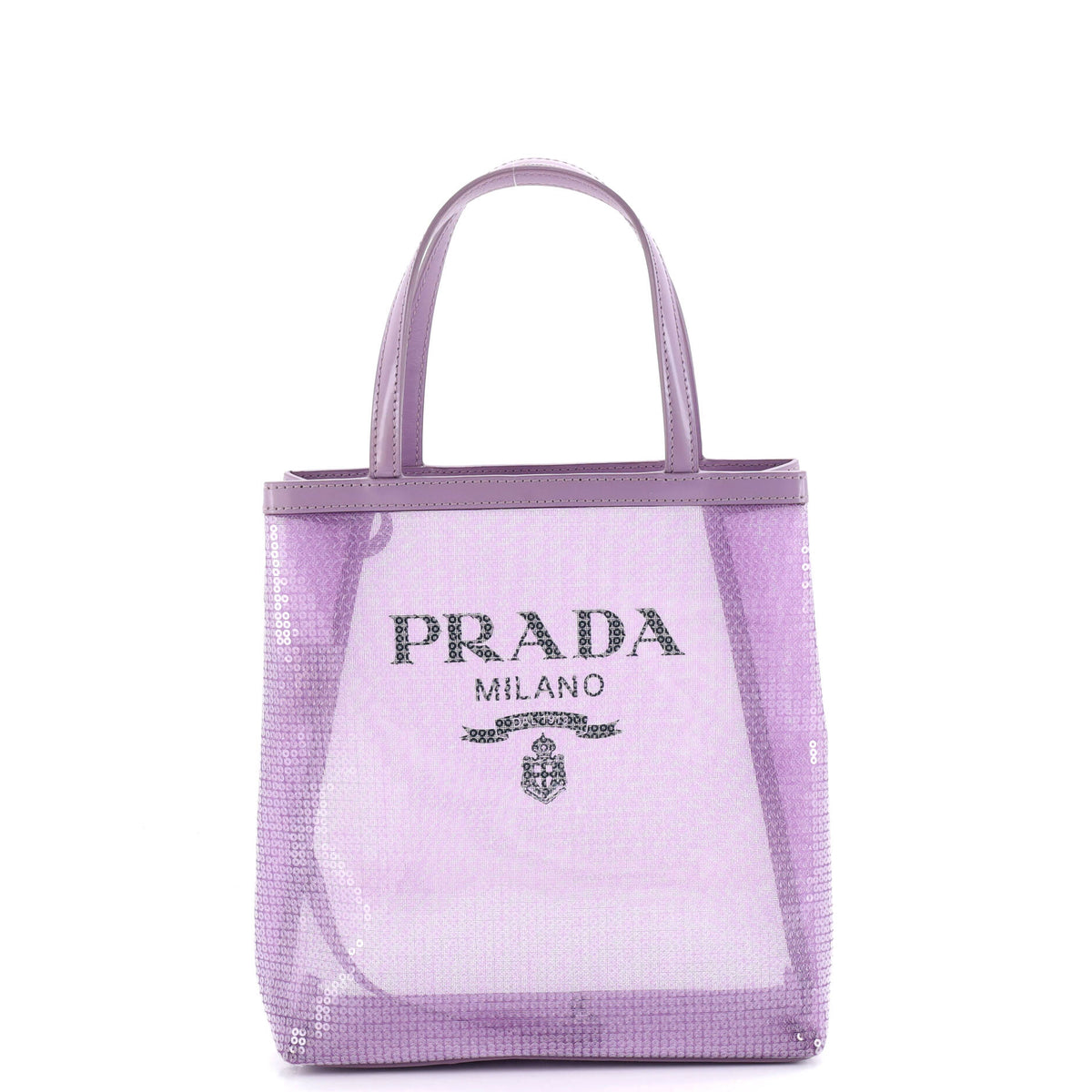 Prada PRADA Logo Open Tote Sequined Mesh Small