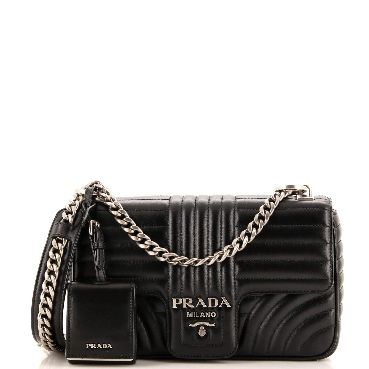 Prada PRADA Chain Flap Shoulder Bag Diagramme Quilted Leather Medium