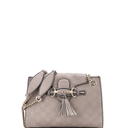 GUCCI Emily Chain Flap Shoulder Bag Guccissima Leather Small