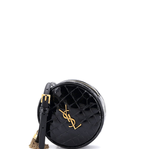 Vinyle Round Camera Bag Crocodile Embossed Patent