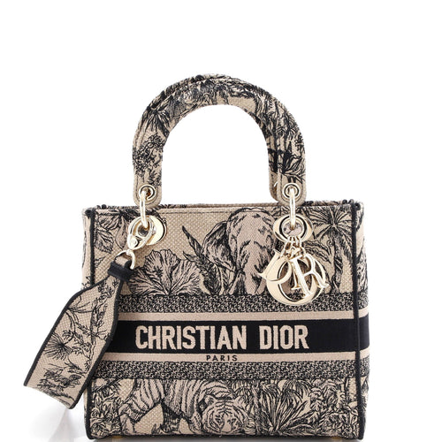 Lady D-Lite Bag Embroidered Canvas Medium