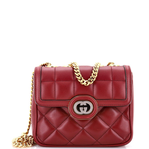 GUCCI Deco Chain Flap Bag Mixed Matelasse Leather Mini