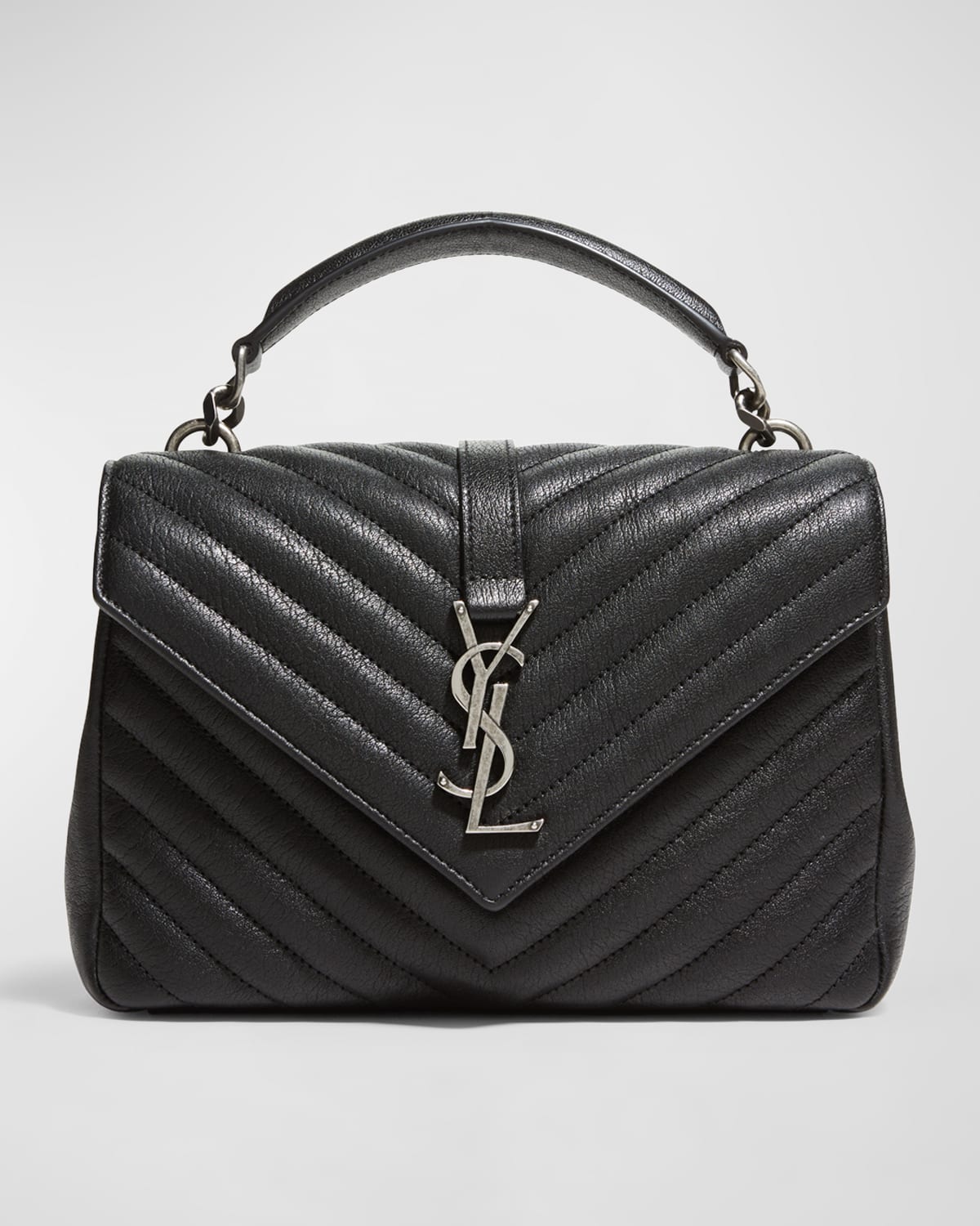 Saint Laurent College Medium Flap YSL Shoulder Bag in Quilted Leather