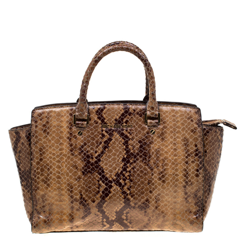 Michael Kors Michael Michael Kors Python Embossed Leather Selma Tote