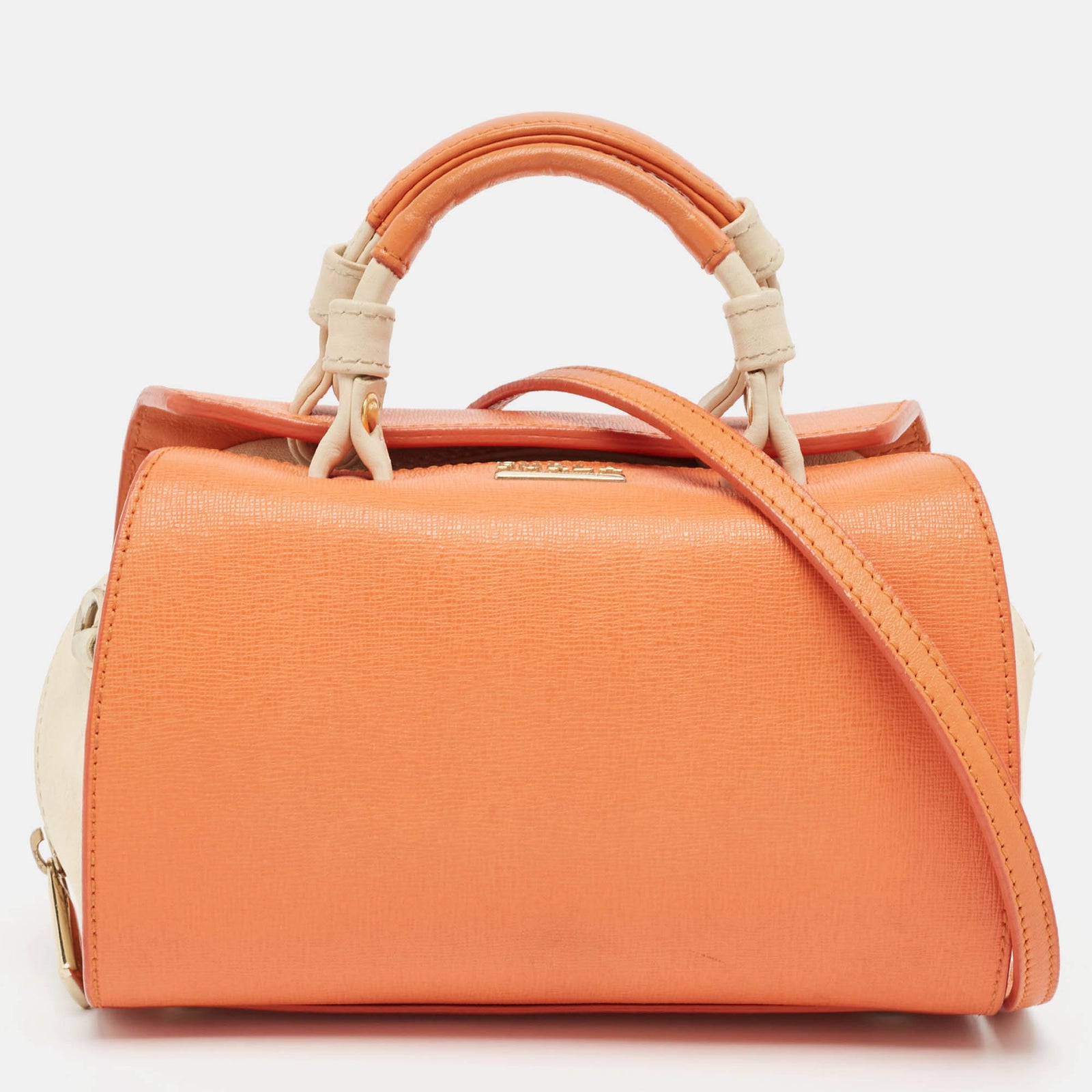 Furla Mini-Umhängetasche Venus aus Leder in Orange/Hellbeige