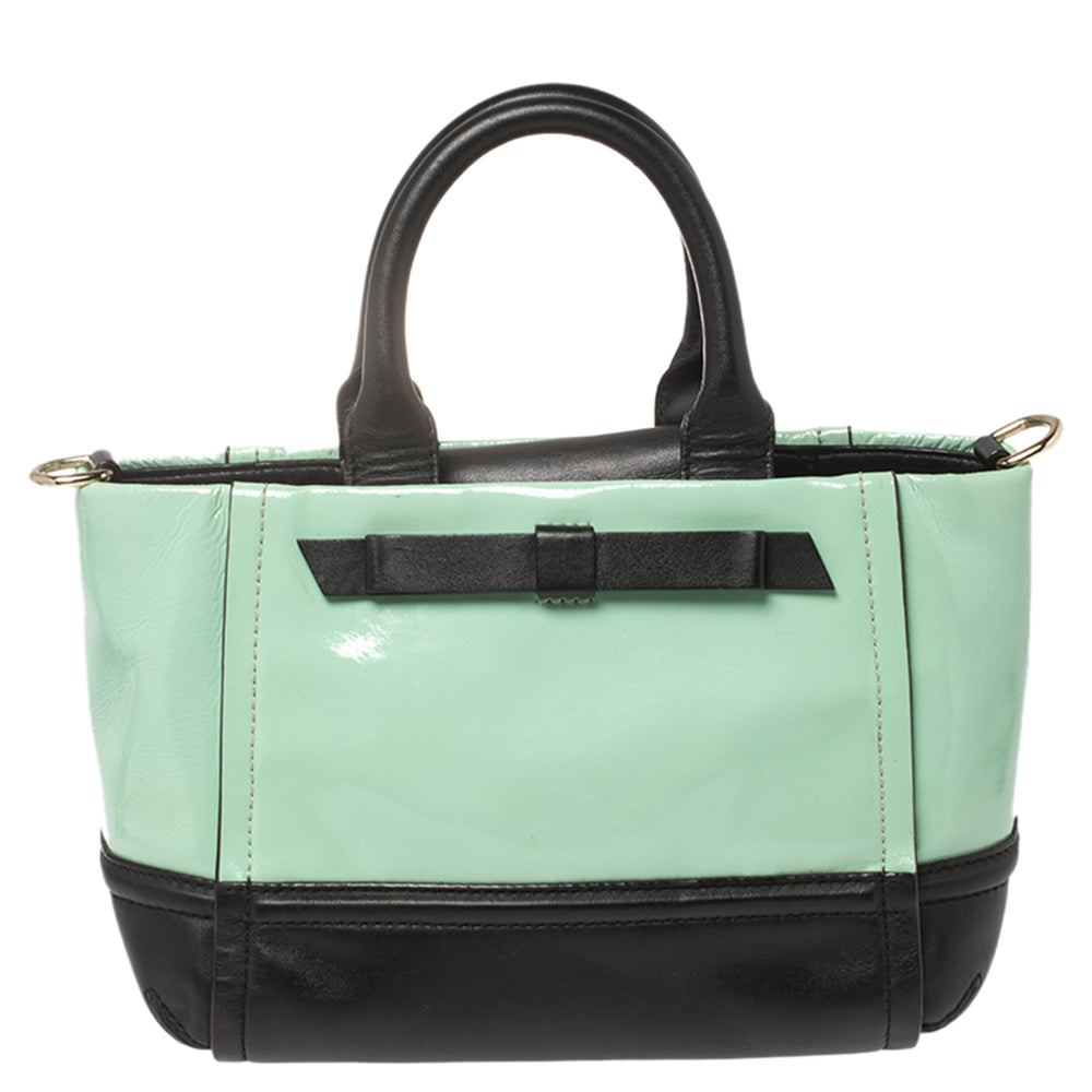 Kate Spade Chelsea Park Gigi Tote aus Lackleder und Leder in Mintgrün/Schwarz