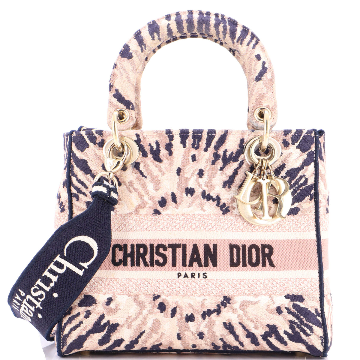 Christian Dior Lady D-Lite Bag Embroidered Canvas Medium