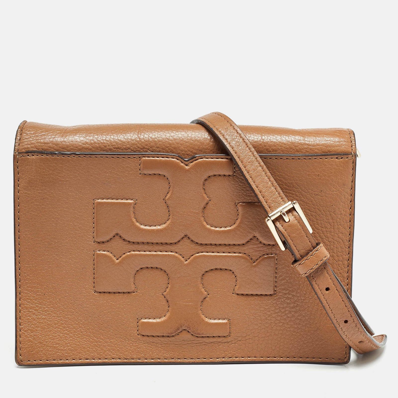 Tory Burch Sac à bandoulière Bombe T Combe en cuir marron