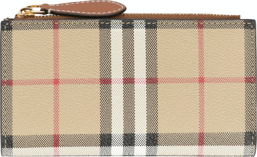 Women's Check Print Wallet in Beige | 8079203143231 Color A7026