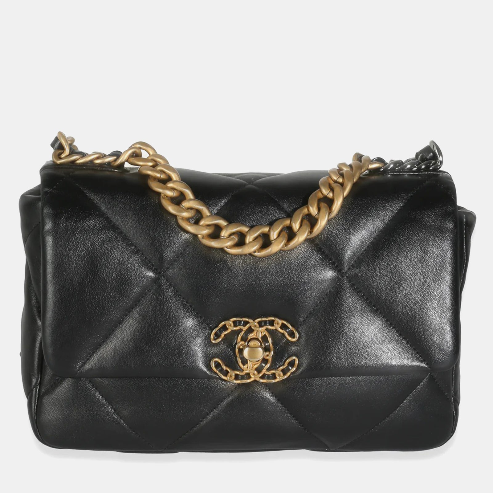 Chanel Black Quilted Lambskin Medium 19 Flap Bag