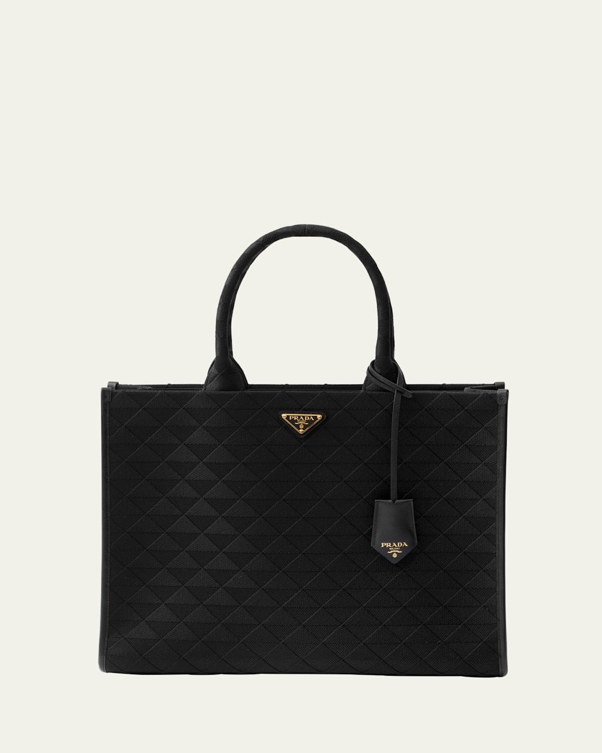 Prada Large Triangle Symbole Jacquard Tote Bag