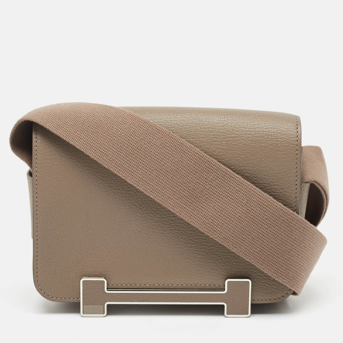 Hermès Hermès Etoupe Chevre Mysore Leather Palladium Finish Geta Bag