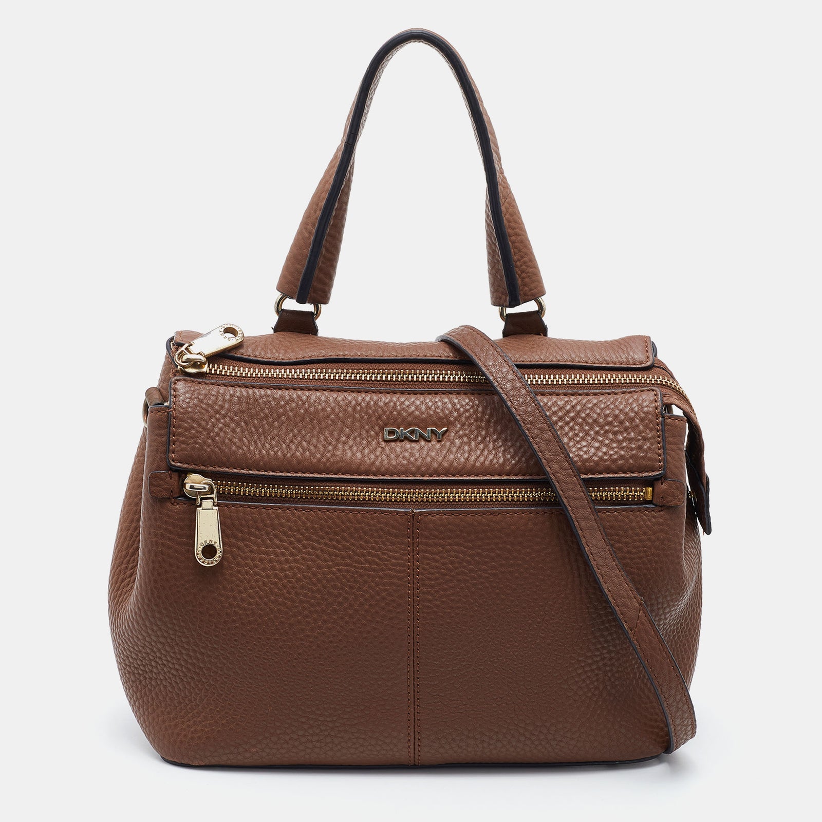 DKNY Sacoche zippée en cuir marron DKNY