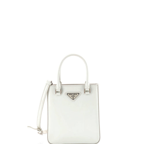 PRADA Convertible Tote Brushed Leather Small