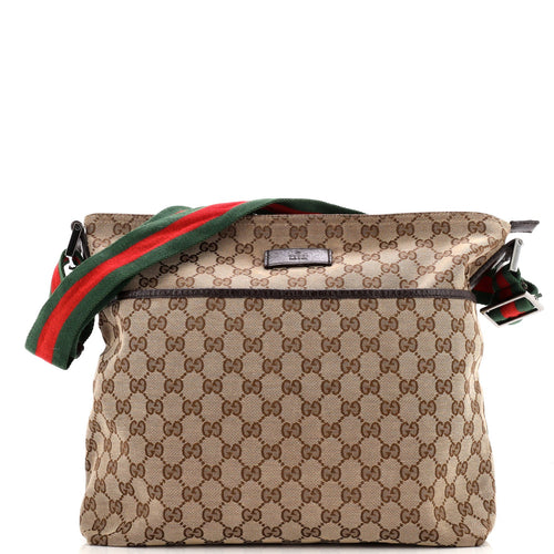 GUCCI Front Pocket Web Messenger GG Canvas Medium