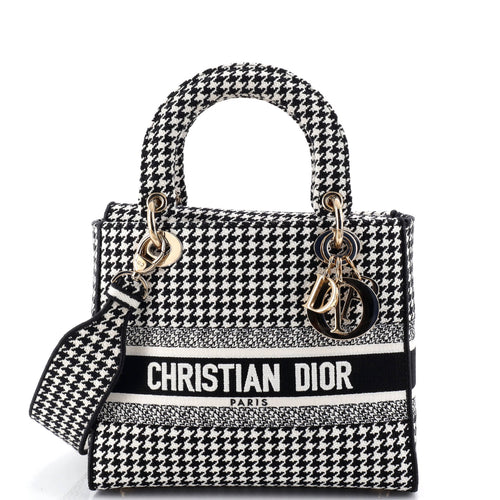 Lady D-Lite Bag Houndstooth Canvas Medium