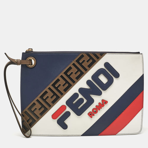 X Fila Multicolor Leather Logo Mania Wristlet Pouch